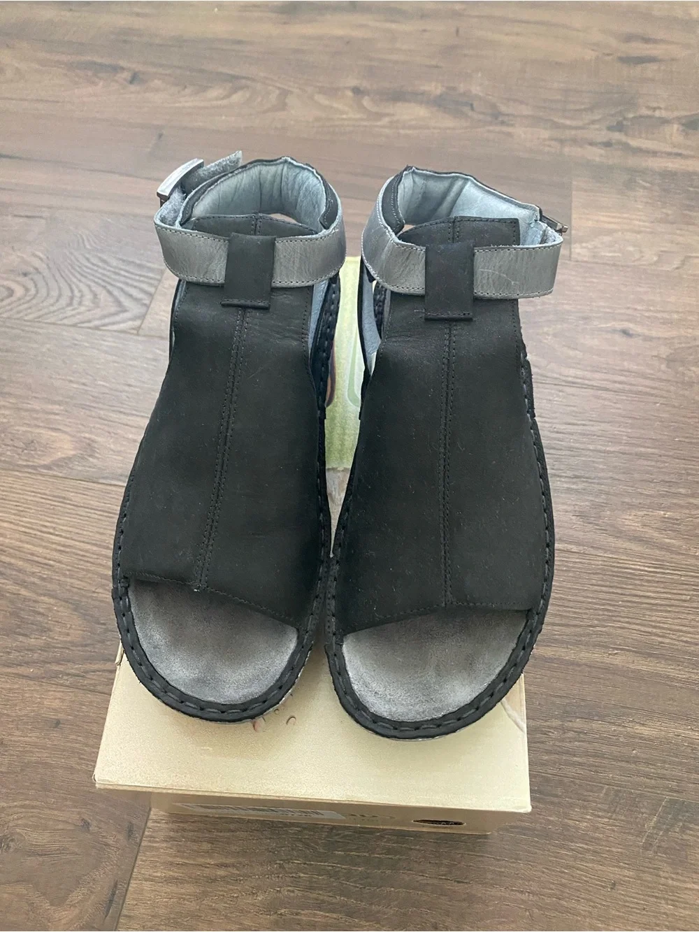 Naot Black Espadrille Wedge Sandals